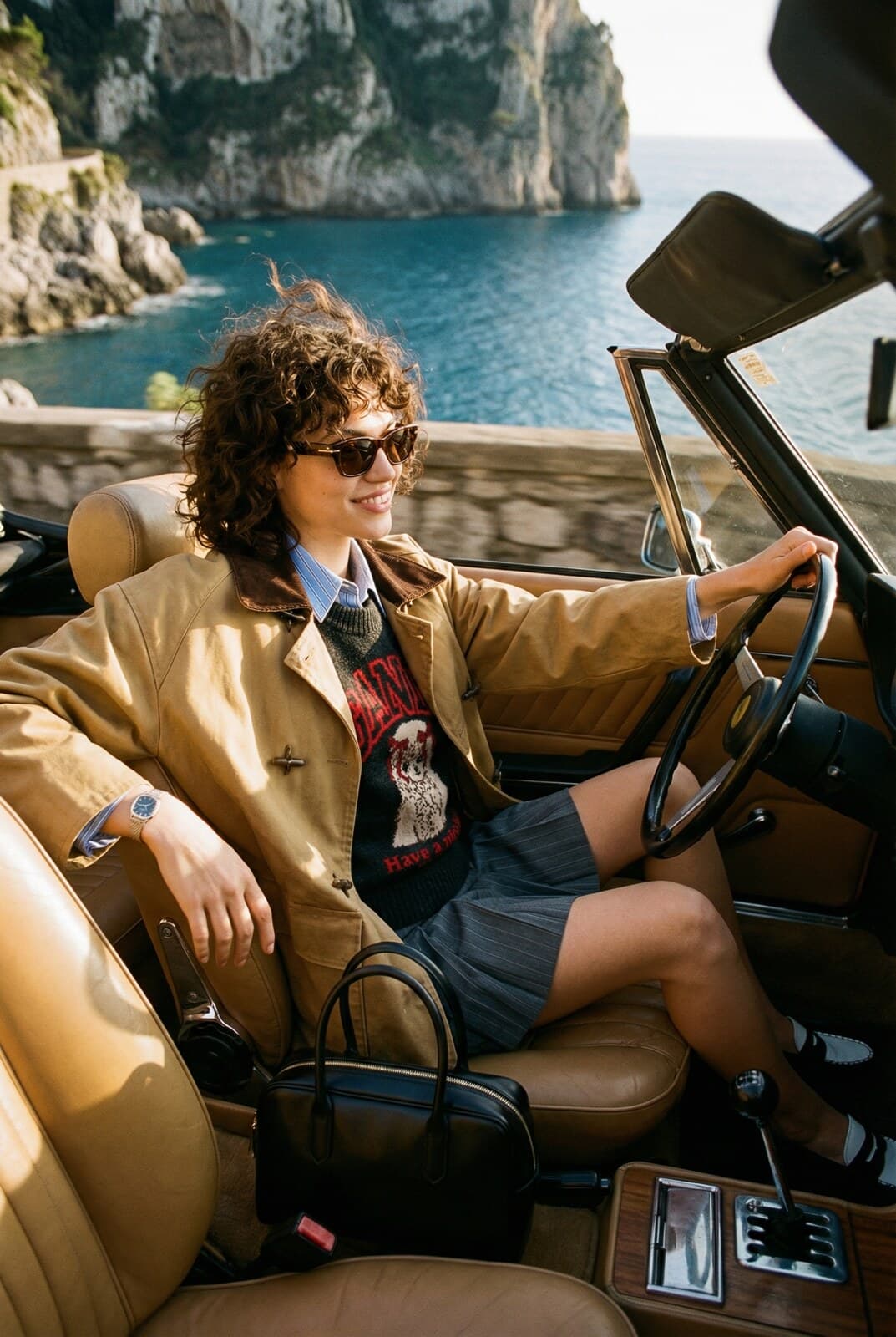 Capri in a convertible